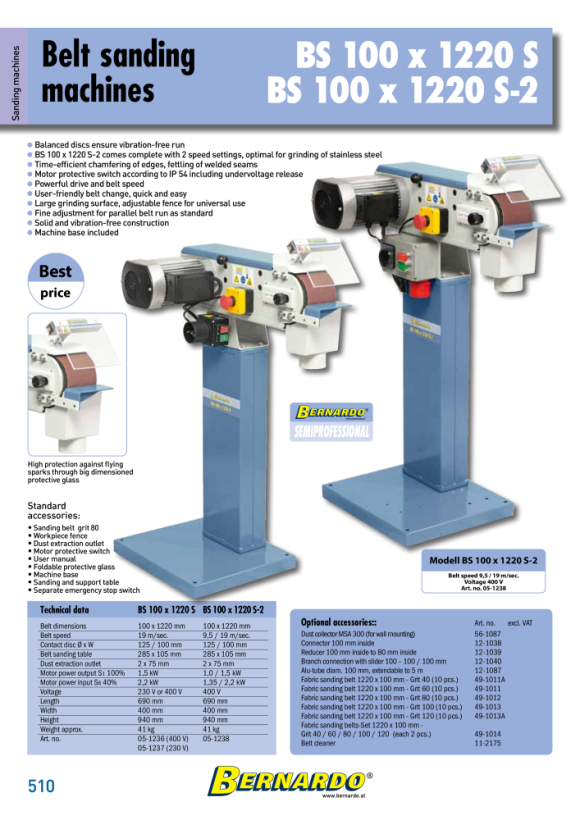 Bernardo Bandschleifmaschine Bs X S V Inkl