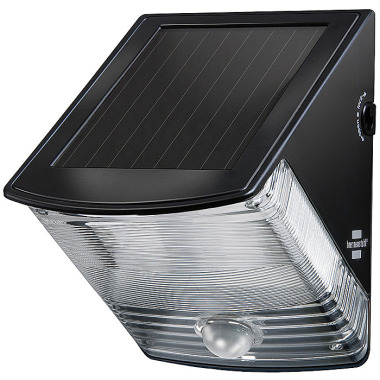 Brennenstuhl LED Solarlampe mit Bewegungsmelder / Außenleuchte mit integriertem Solarpanel und Infrarot Bewegungssensor (LED Strahler IP44, inklusive 3 aufladbarer und austauschbarer Akkus) schwarz 1170970