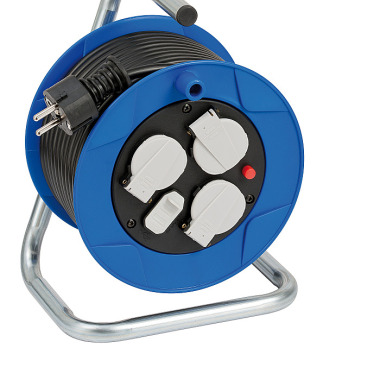 Brennenstuhl Garant Kompakt Kabeltrommel 3-fach mit USB für den Innenbereich (Indoor-Kabeltrommel mit USB-Ladefunktion und 15m Kabel, Made in Germany) blau 1079180600