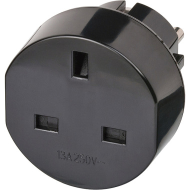 Brennenstuhl Reisestecker / Reiseadapter (Reise-Steckdosenadapter für: Euro Steckdose und England Stecker) schwarz 1508530