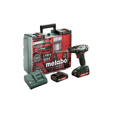 Metabo Akku-Bohrschrauber BS 18 Set (602207880) Mobile Werkstatt Kunststoffkoffer 18V 2x2Ah Li-Power + SC 30