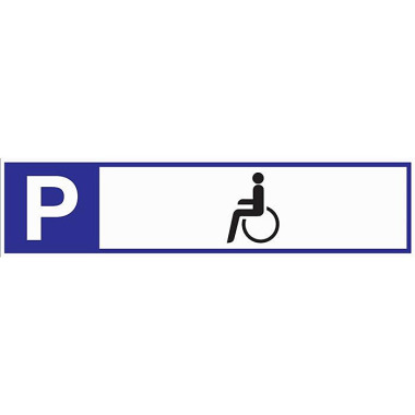 Parkplatzbeschilderung Parkplatz f.Behinderte L460xB110mm Alu.weiß/blau/schwarz 56954