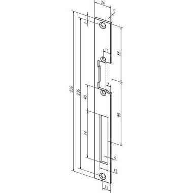 Flachschließbl.338 VA ma ktg.B.24xL.250mm DIN L/R ASSA ABLOY -------33835-01