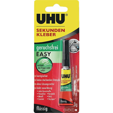 Sekundenkleber geruchsfrei EASY 3g farblos Tube UHU 46130