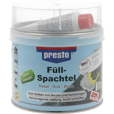 2K-Füllspachtel ocker,Härter rot 1000g Dose PRESTO 600115