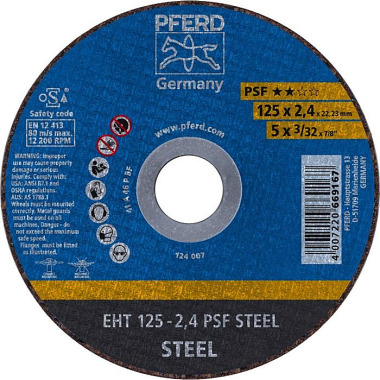 Trennscheibe PSF STEEL D125x2,4mm ger.STA Bohr.22,23mm PFERD 61719026