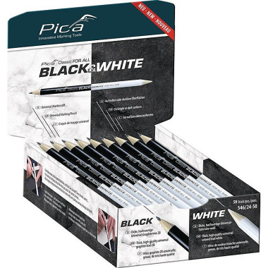 Markierstift Classic FOR ALL Black&White L.24cm 2B beids.gespitzt PICA 546/24-50