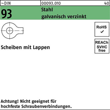 Unterlegscheibe DIN 93 La ppen 25 Stahl galv.verz. 100 Stück 000930100250000