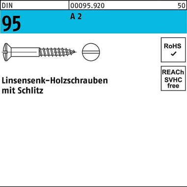 Holzschraube DIN 95 LIKO Schlitz 3,5x 12 A 2 200 S tück 000959200035012