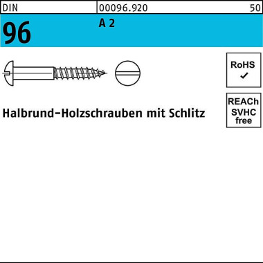 Holzschraube DIN 96 Halbr undkopf Schlitz 2,5x 25 A 2 200 Stück 000969200025025