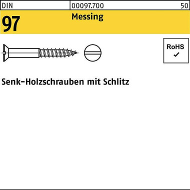 Holzschraube DIN 97 SEKO Schlitz 2,5x 30 Messing 5 00 Stück 000977000025030