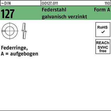 Federring DIN 127 A 3,5 F ederstahl galv.verz. 1000 Stück 001270110035000