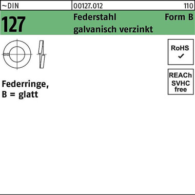 Federring DIN 127 B 7 Fed erstahl galv.verz. 1000 S tück 001270120070000