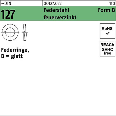 Federring DIN 127 B 27 Fe derstahl feuerverz. 100 S tück 001270220270000