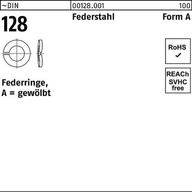 Federring DIN 128 A 8 Fed erstahl 100 Stück 001280019080000