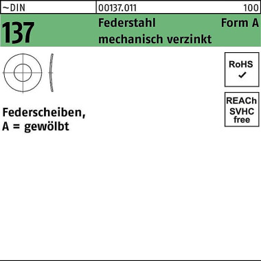 Federscheibe DIN 137 A 5 Federstahl mech.verz. 100 0 Stück 001370110050000