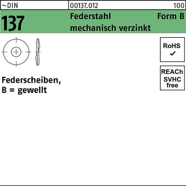 Federscheibe DIN 137 B 4 Federstahl mech.verz. 100 Stück 001370129040000