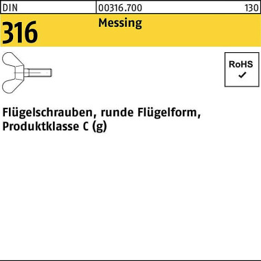 Flügelschraube DIN 316 M5 x 25 Messing 100 Stück 003167000050025