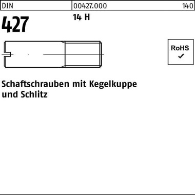 Schaftschraube DIN 427/IS O 2342 Kegelkuppe/Schlitz M8x 35 14 H 100 Stück 004270000080035