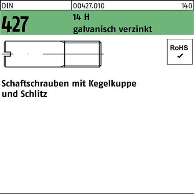 Schaftschraube DIN 427/IS O 2342 Kegelkuppe/Schlitz M8x35 14 H galv.verz. 10 0St. 004270100080035