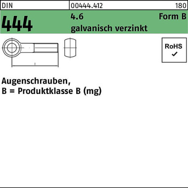 Augenschraube DIN 444 For mB BM 12x 100 4.6 galv.ve rz. 10 Stück 004444120120100