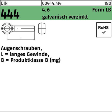 Augenschraube DIN 444 For mLB LBM 20x 140 4.6 galv. verz. 1 Stück 004444140200140