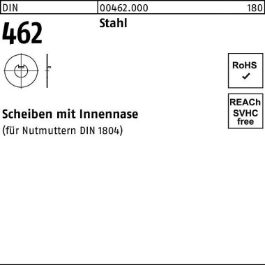 Scheibe DIN 462 Innennase 14 Stahl 100 Stück 004620000140000