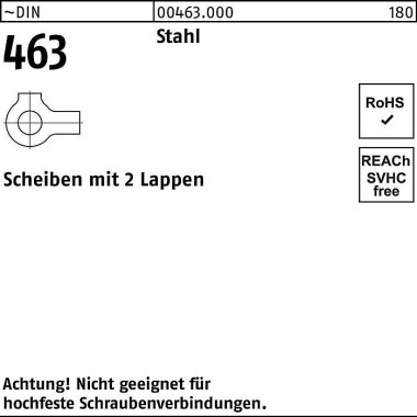 Scheibe DIN 463 2 Lappen 15 Stahl 100 Stück 004630009150000