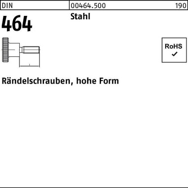 Rändelschraube DIN 464 ho he FormM4x 20 Stahl 50 St ück 004645000040020