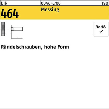 Rändelschraube DIN 464 ho he FormM3x 12 Messing 50 Stück 004647000030012