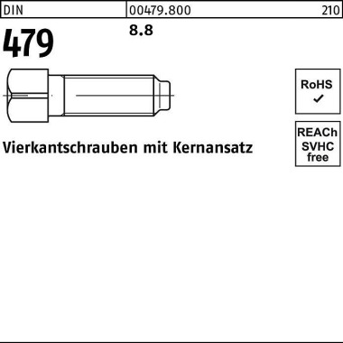 Vierkantschraube DIN 479 Kernansatz M16x 100 SW 17 8.8 10 Stück 004798000160100