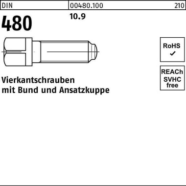 Vierkantschraube DIN 480 Bund/Ansatzkuppe M16x 50 10.9 10 Stück 004801000160050