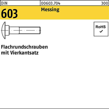 Flachrundschraube DIN 603 Vierkantansatz M5x 16 Me ssing 100 Stück 006037040050016