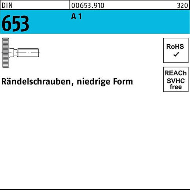 Rändelschraube DIN 653 ni edrige FormM6x 30 A 1 10 Stück 006539100060030