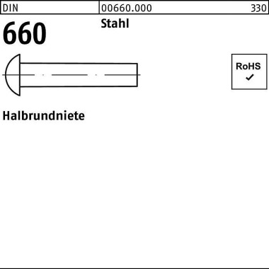 Halbrundniete DIN 660 2x 10 Stahl 1000 Stück 006600000020010