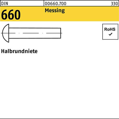 Halbrundniete DIN 660 2x 8 Messing 1000 Stück 006607000020008