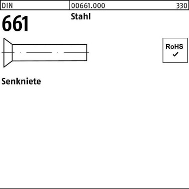 Senkniete DIN 661 8x 60 S tahl 100 Stück 006610000080060