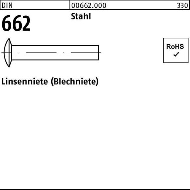 Linsenniete DIN 662 4x 8 Stahl 1000 Stück 006620000040008