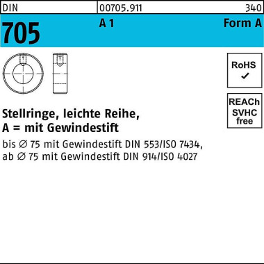 Stellring DIN 705 Gewinde stift A 13x 22x 12 A 1 le ichte Reihe 10Stück 007059110130000