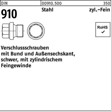 Verschlußschraube DIN 910 Bund/Außen-6-kt M30x 1,5 Stahl 10 Stück 009105000300150