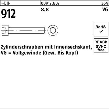 Zylinderschraube DIN 912 Innen-6kt VG M5x 50 8.8 2 00 Stück 009128070050050