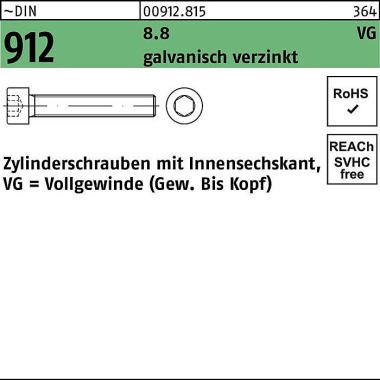 Zylinderschraube DIN 912 Innen-6kt VG M5x70 8.8 ga lv.verz. 200St. 009128150050070