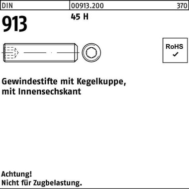 Gewindestift DIN 913 Kege lkuppe/Innen-6kt M6x 55 4 5 H 100 Stück 009132000060055