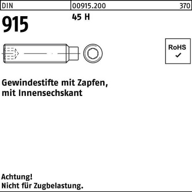 Gewindestift DIN 915 Zapf en/Innen-6kt M12x 30 45 H 100 Stück 009152000120030