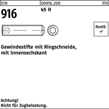 Gewindestift DIN 916 Ring schn./Innen-6kt M10x 35 4 5 H 100 Stück 009162000100035