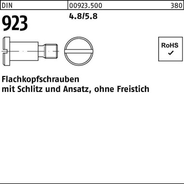 Flachkopfschraube DIN 923 Schlitz/Ansatz M8x12x11, 0 4.8/5.8 100 Stück 009235000080012