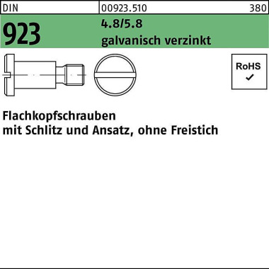 Flachkopfschraube DIN 923 Schlitz/Ansatz M3x5x4,5 4.8/5.8 galv.verz. 100St. 009235100030005