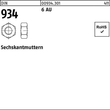 Sechskantmutter DIN 934 M 64 6 Automatenstahl 1 Stü ck 009343010640000