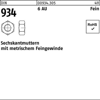 Sechskantmutter DIN 934 M 33x 2 6 Automatenstahl 10 Stück 009343050330200