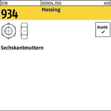 Sechskantmutter DIN 934 M 10 Messing 100 Stück 009347009100000